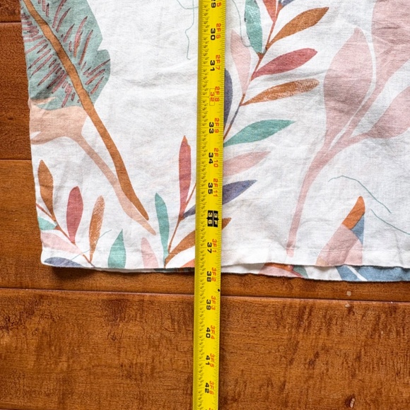 Cynthia Rowley 100% Linen Tunic Dress L Tropical Leaf Print Boho - Picture 4 of 10